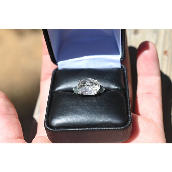 Raw Sapphire and Diamond Engagement Ring, Rough Diamond Ring, - Picture 7 of 10